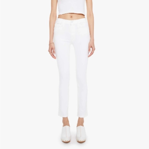 MOTHER The Mid Rise Dazzler Ankle Straight Jeans Fairest Of Them All White 25 - Picture 4 of 15